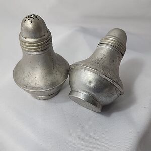 Vintage MCM Silver Aluminum Weighted Salt & Pepper Shakers